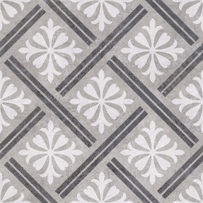 Mondrian Grey Patterned Vitrified Ceramic W&F 335x335mm