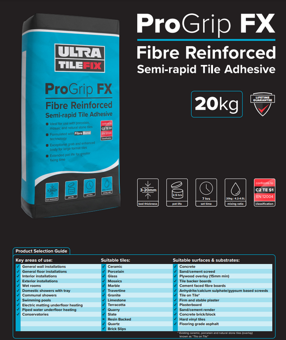 Ultra PROGRIP FX Fibre Semi-Rapid S1 Fibre Tile Adhesive