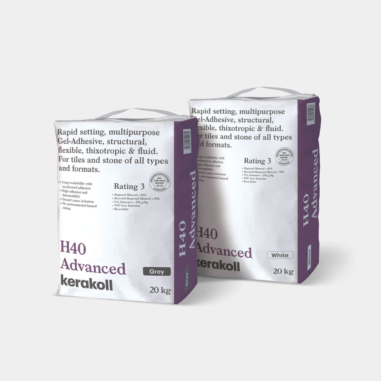Kerakoll H40 Advanced tile adhesive for porcelain, stone and large format tiles in grey and white 20kg bags