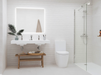 Porcelanosa Belice Caliza 33.299999999999997x100cm shown in a styled room setting