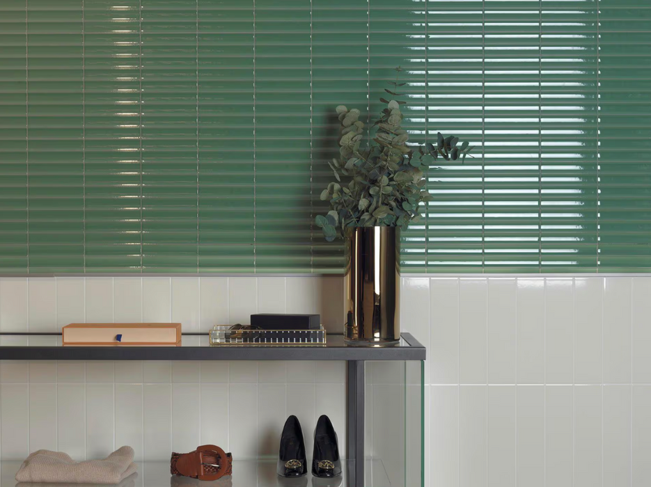 Porcelanosa Blinds Jade 16.15x30x1.15 15x30cm shown in a styled room setting