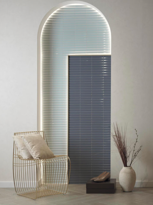 Porcelanosa Blinds Navy 16.15x30x1.15 15x30cm shown in a styled room setting
