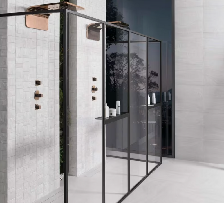 Porcelanosa Block Butan Bone 45x120cm shown in a styled room setting
