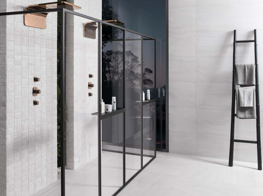 Porcelanosa Block Butan Bone L 33.299999999999997x59.2cm shown in a styled room setting
