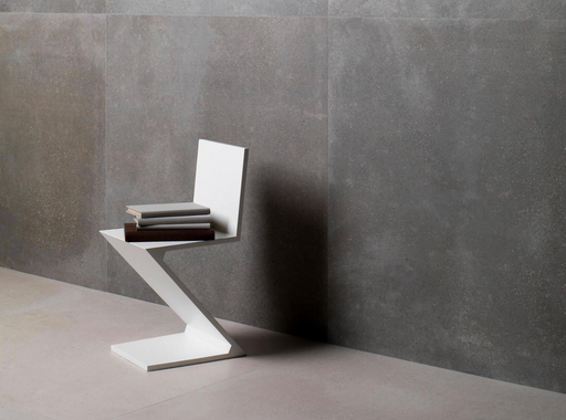 Porcelanosa Bottega Acero L 120x120cm shown in a styled room setting