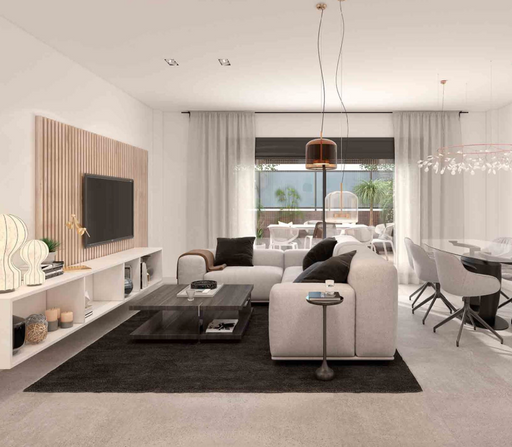 Porcelanosa Bottega Acero L 60.2x60.2cm shown in a styled room setting