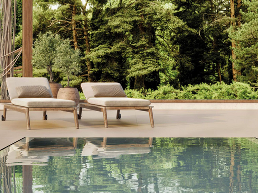Porcelanosa Bottega Caliza Ant.l 120x120cm shown in a styled room setting