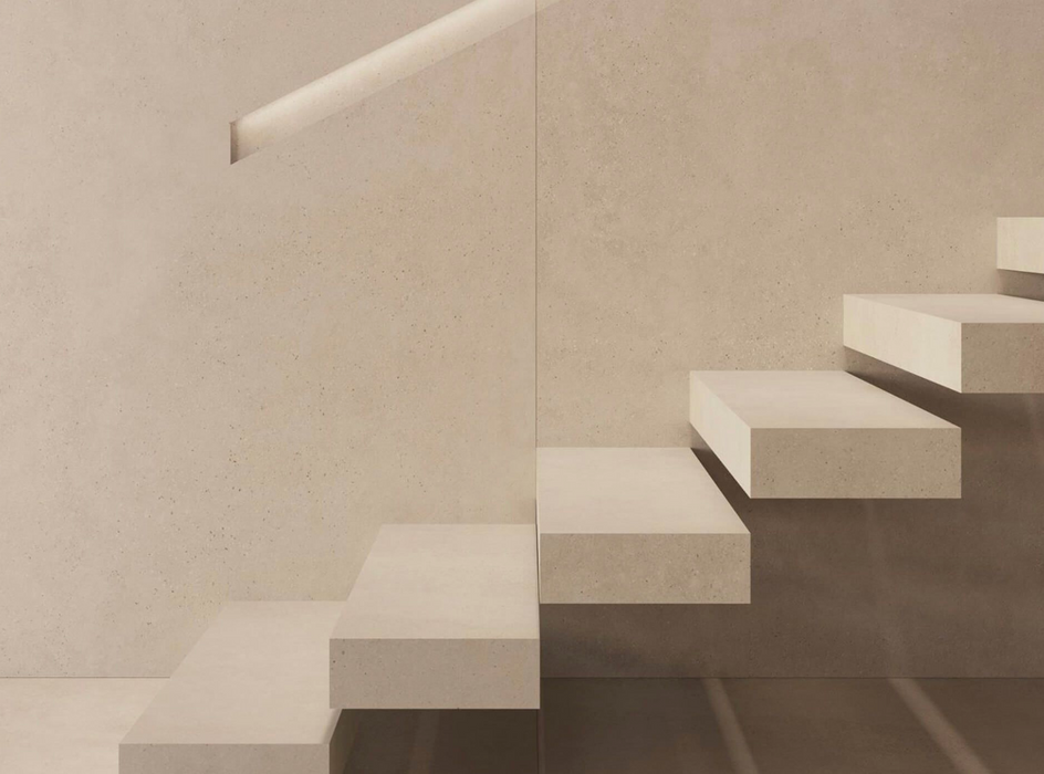 Porcelanosa Bottega Caliza L 120x120cm shown in a styled room setting