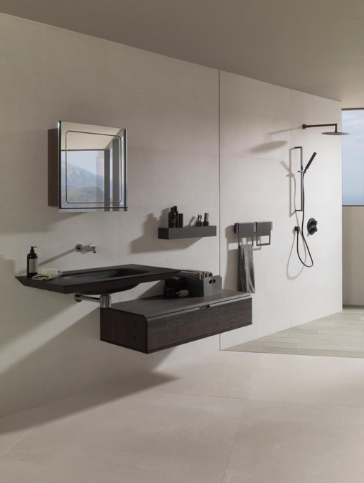 Porcelanosa Bottega White L 120x120cm shown in a styled room setting