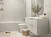 Porcelanosa Bottega White L 44.3x44.3cm shown in a styled room setting