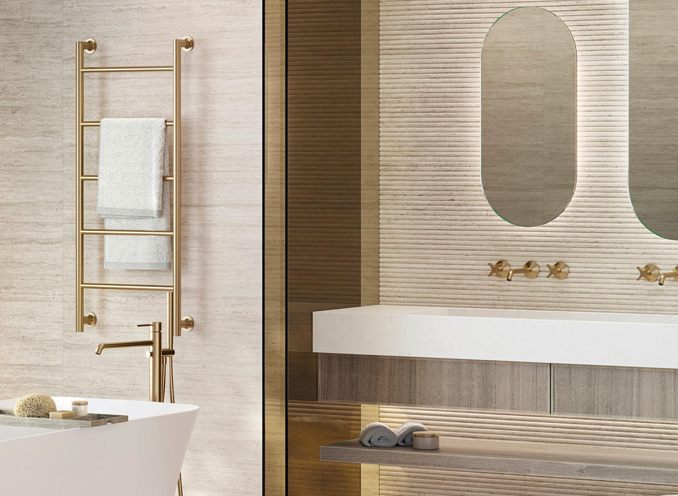 Porcelanosa Canal Taranto Bone 59.6x150cm shown in a styled room setting