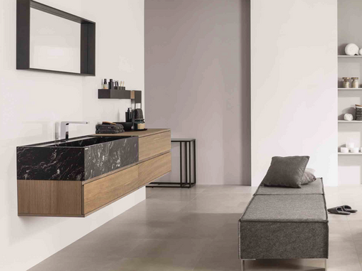 Porcelanosa Crystal White L 25x44.3cm shown in a styled room setting