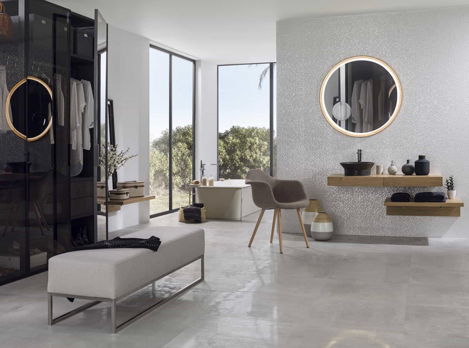 Porcelanosa Cubica Blanco(5p/c) 33.299999999999997x100cm shown in a styled room setting