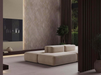Porcelanosa Diamond 3D Silver 59.6x150cm shown in a styled room setting