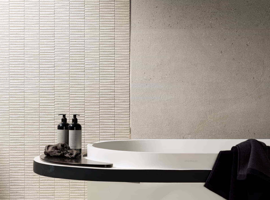 Porcelanosa Durango Acero 33.299999999999997x100cm shown in a styled room setting