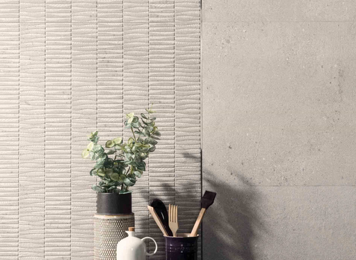 Porcelanosa Durango Acero 59.6x150cm shown in a styled room setting