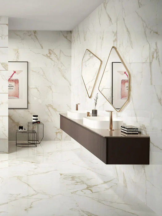 Diamond Vein Gold Carrara Marble Matt 60x60cm image 2