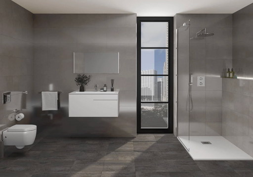Porcelanosa Ferroker L 44.3x44.3cm shown in a styled room setting