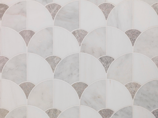 Porcelanosa Figure Shell Light 29.9x29.7x1 29.9x29.7cm shown in a styled room setting