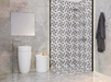 Porcelanosa Figure Spiral Dark 29.9x29.9x1 29.9x29.9cm shown in a styled room setting