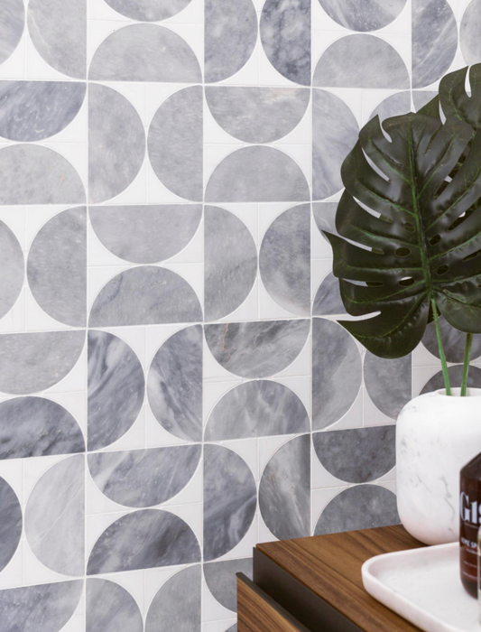 Porcelanosa Figure Spiral Light 29.9x29.9x1 25.8x29.9cm shown in a styled room setting