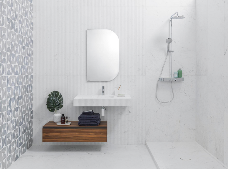 Porcelanosa Figure Spiral Light 29.9x29.9x1 25.8x29.9cm shown in a styled room setting