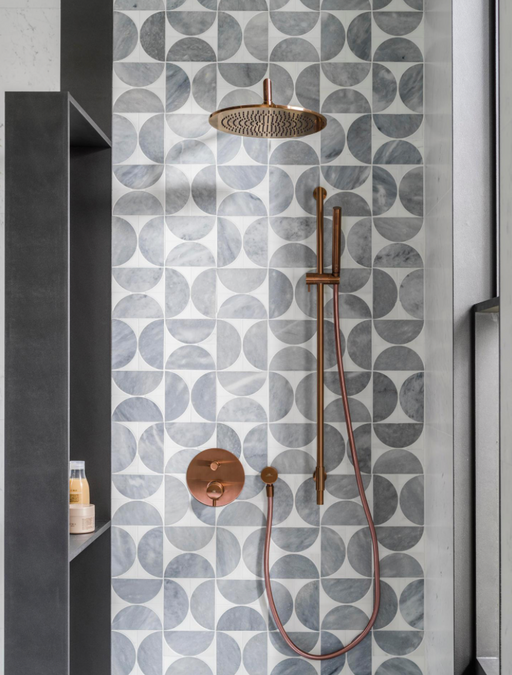 Porcelanosa Figure Spiral Light 29.9x29.9x1 25.8x29.9cm shown in a styled room setting