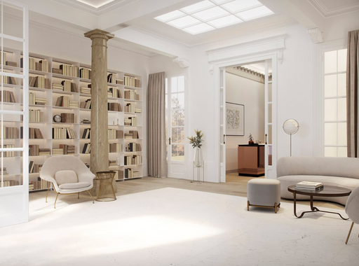 Porcelanosa Fontana Matt L 120x120cm shown in a styled room setting