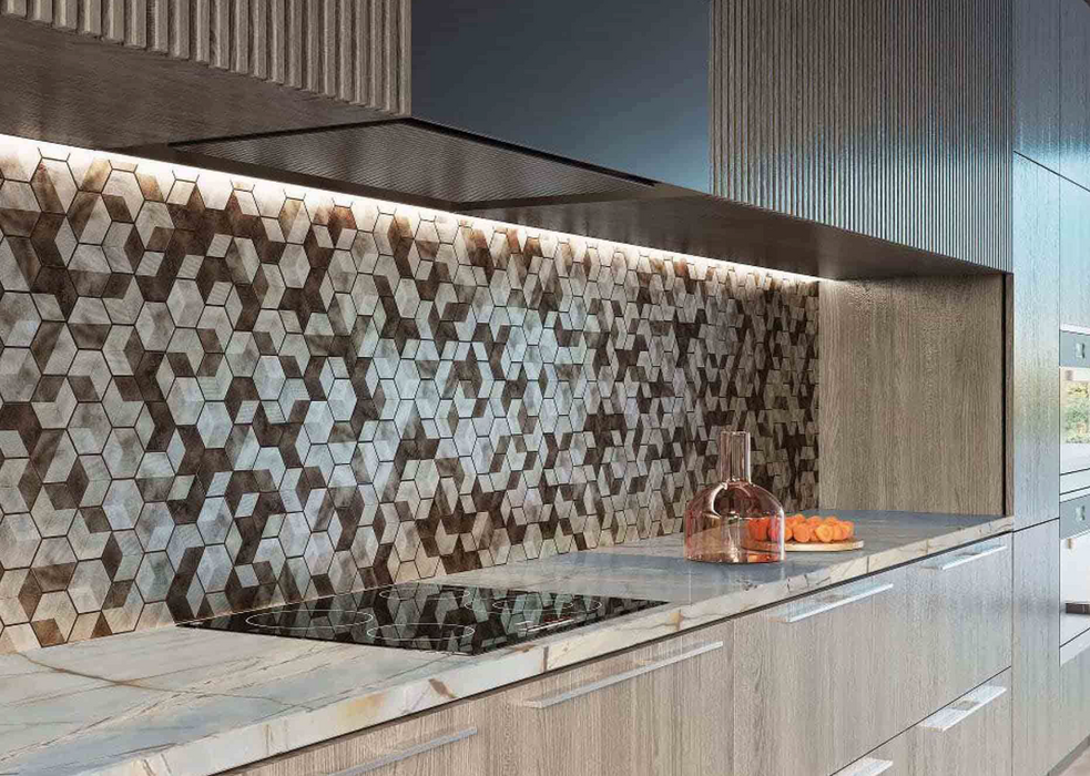 Porcelanosa Future Amber 25.8x30x0.8 25.8x30cm shown in a styled room setting