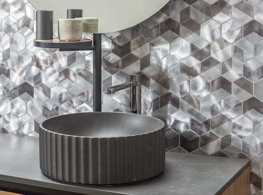 Porcelanosa Future Quartz 25.8x30x0.8 25.8x30cm shown in a styled room setting
