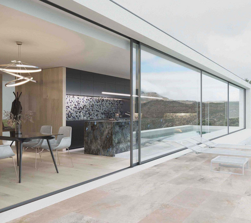 Porcelanosa Future Sapphire 25.8x30x0.8 25.8x30cm shown in a styled room setting