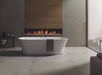 Porcelanosa Harlem Acero L 120x120cm shown in a styled room setting