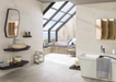 Porcelanosa Harlem Caliza L 59.6x59.6cm shown in a styled room setting