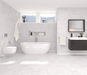 Porcelanosa Image White L 44.3x44.3cm shown in a styled room setting