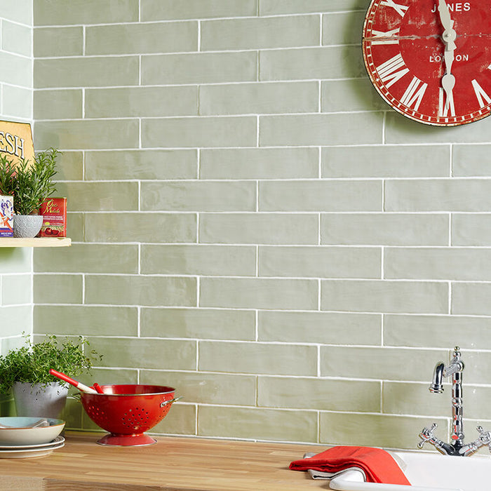 Handmade Sage Ceramic Wall 75x300mm