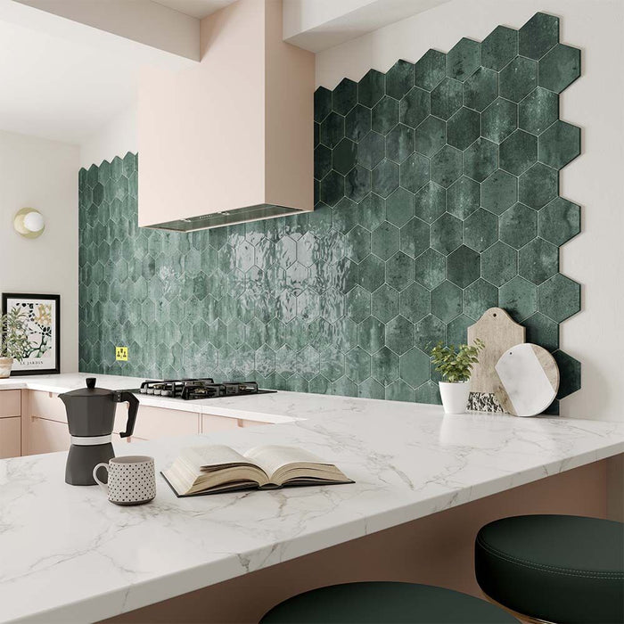Hope Green Hexagon Gloss Ceramic Wall 150x173mm