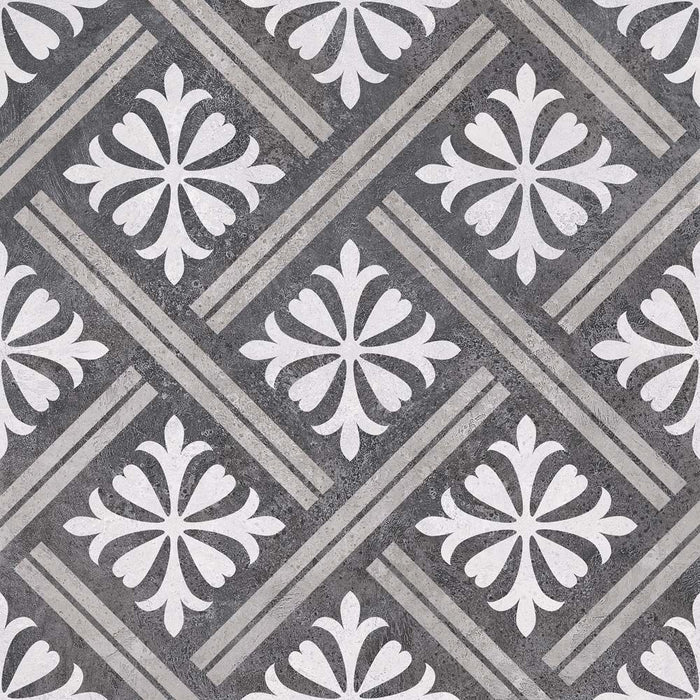 Mondrian Charcoal Patterned Vitrified Ceramic W&F 335x335mm
