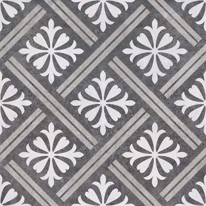 Mondrian Charcoal Patterned Vitrified Ceramic W&F 335x335mm