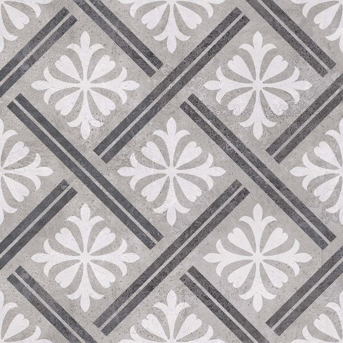 Mondrian Grey Patterned Vitrified Ceramic W&F 335x335mm