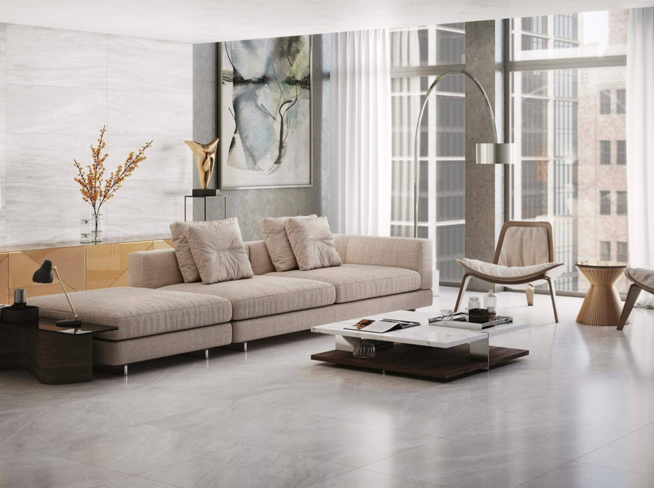 Porcelanosa Indic L 59.6x59.6cm shown in a styled room setting