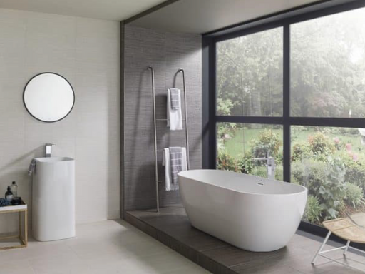 Porcelanosa Japan Blanco L 25x44.3cm shown in a styled room setting