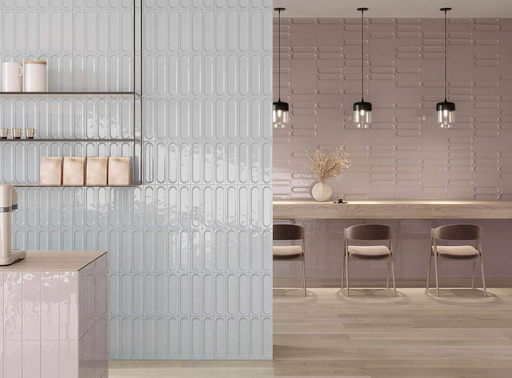 Porcelanosa Kent Warm Gloss 8x30x0.85 8x30cm shown in a styled room setting