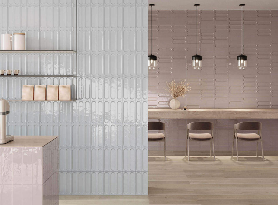 Porcelanosa Kent Warm Gloss 8x30x0.85 8x30cm shown in a styled room setting