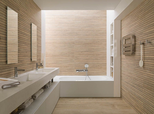 Porcelanosa Lexington Maple 45x120cm shown in a styled room setting