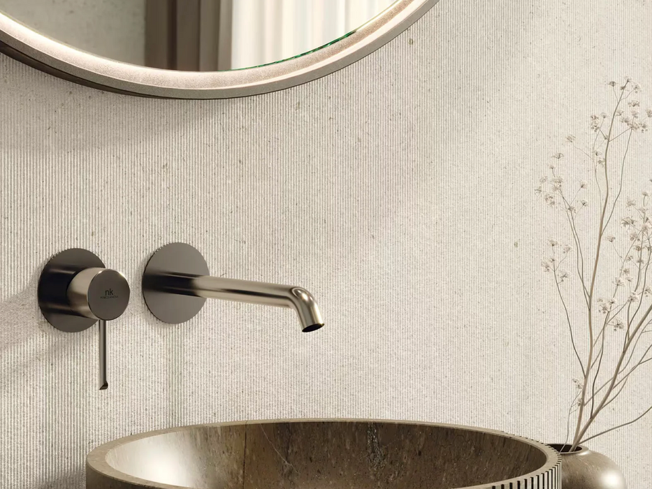Porcelanosa Line Cancun Caliza 59.6x150cm shown in a styled room setting