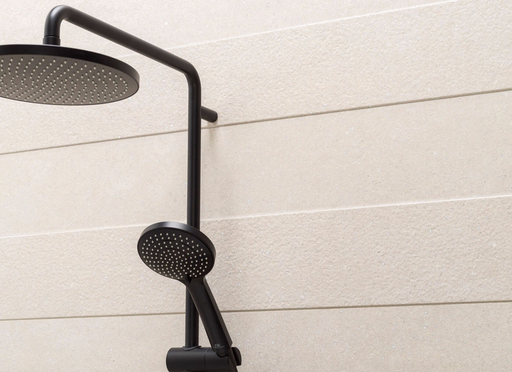 Porcelanosa Line Terra Bone 59.6x150cm shown in a styled room setting
