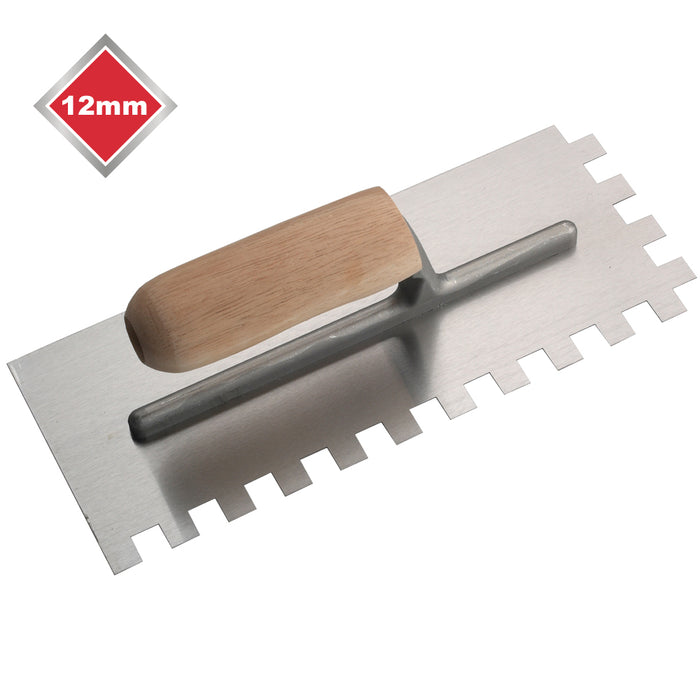 12MM HIGH CARBON STEEL SQUARE NOTCHED TROWEL