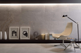 Porcelanosa Lucerna Acero 45x120cm shown in a styled room setting