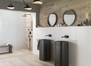 Porcelanosa Malaga White L 25x44.3cm shown in a styled room setting