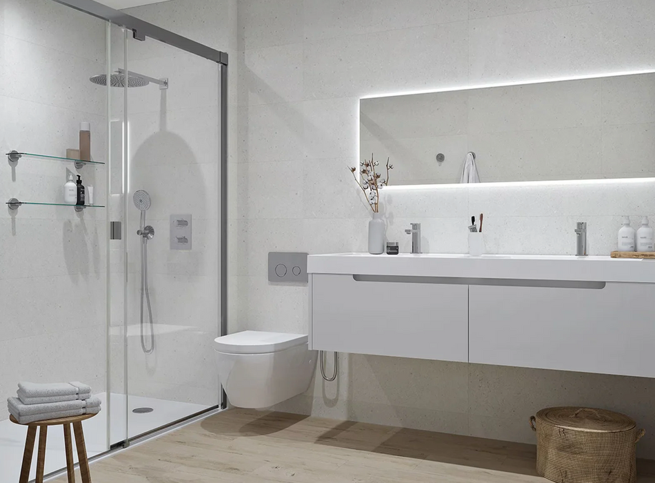 Porcelanosa Manhattan Maple 19.3x120cm shown in a styled room setting